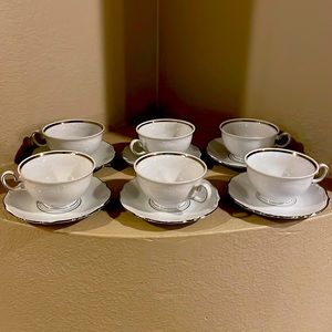 Winterling Platinum Baroque 6 Piece Cups & Saucer Set Bundle- Set B